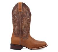 Dan Post Boots Womens Jillian Embroidered Square Toe Pull On Casual Boots Mid Calf Low Heel 1-2" - Brown - Size 9 M