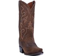 Dan Post Mens Renegade Distressed Embroidered Snip Toe Pull On Dress Boots Mid Calf - Brown, Brown, 12.5 UK