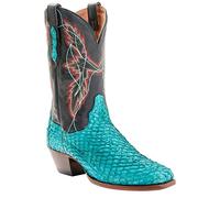 Dan Post Women's Exotic Seabass Skin Western Boot Square Toe - Dpp5695, Black/Turquoise, 6 UK