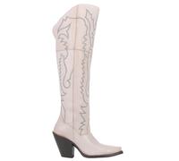 Dan Post Womens Loverly Snip Toe Zippered Casual Boots Over the Knee High Heel 3" & Up - White, White, 4 UK
