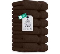 DAN RIVER 6-Pack Premium Hand Towels (16x28 Inches) - 100% Cotton, Ultra Soft, Lightweight, Highly Absorbent Towels for Bathroom, Spa, Gym, Salon, Hotel, and Travel - Brown