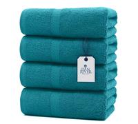 DAN RIVER Bath Towels Set of 4, 27 x 54 Inches, 100% Cotton, Larger & Lighter Weight, Quicker to Dry, Super Soft and Absorbent, Ideal Luxury Bath Towels for Daily Use, Teal
