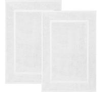 DAN RIVER Cotton Bath Mat Set of 2 - White Bath Mat 21X34 Inches - [Not a Bathroom Rug] - 100% Ring Spun Cotton Bathroom Floor Towel - Ultra Soft and Highly Absorbent Shower Floor Mats