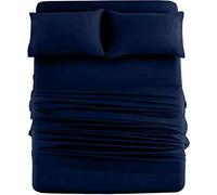 DAN RIVER Queen Jersey Sheet Set | Luxury 100% Cotton Bed Sheets| T-Shirt Sheets | All Season Bedding | Soft Comfortable Deep Pocket Jersey Cotton Bed Sheets (4Pc, Queen, Navy)