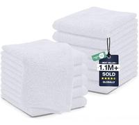 Dan River Washcloths - 12 Pack, 12x12 Inches, 400 GSM, White, 100% Cotton, Soft & Highly Absorbent Wash Cloths for Face and Body, Perfect for Bathroom, Makeup Removal, and Everyday Use