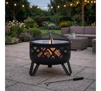 Square Fire Pit Concrete Effect Gas Fire Pit Table Outdoor Garden Patio Heater