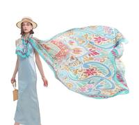DANA XU 100% Mulberry Extra Large Silk Pashmina Scarf Shawls And Wraps For Women Evening Dress Summer Travel Floral Blanket, 72 Blue, 90*43.3 inches (2.3*1.1m)