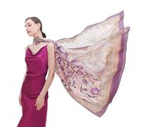 DANA XU 100% Mulberry Satin Silk Summer Travel Scarf Extra Large Women Floral Shawl Oversize Soft Wraps For Evening Dresses, B 28 Coffee, 90 * 43.3 inches (2.3 * 1.1m)
