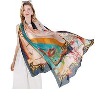DANA XU 100% Mulberry Silk Pashmina Summer Scarf Extra Large Shawls And Wraps For Evening Dress Women Travel Floral Blanket, 23 Multicolor, Large