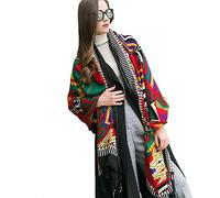 DANA XU 100% Pure Merino Wool Poncho Winter Large Scarf Pashmina Shawl Bandana Neck Wrap For Women, 12 Black&green, Large