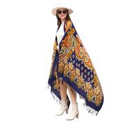 DANA XU 100% Pure Wool Large Size Scarf Pashminas Shawls And Wraps For Women, 31 Yellow&blue, Large