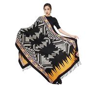 DANA XU Luxury 100% Pure Wool Oversized Extra Large Warm Floral Cashmere Pashmina Scarf Shawl And Wrap For Women Blanket Cape, 16 Yellow&white, 96 * 43 INCHES