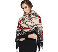 DANA XU Luxury 100% Pure Wool Oversized Extra Large Warm Floral Cashmere Pashmina Scarf Shawl And Wrap For Women Blanket Cape, A 11 Multicolor, 96 * 42 INCHES