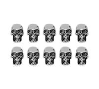 DANAIXZ 10PCS Skull Head Pendants Alloy Skeleton Charms DIY Gothic Keychain Decor for Paracord Bracelet Knife Lanyard Outdoor Gear Accessories (Double Hole)