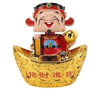 DANAIXZ 12 Inch Solar Powered God of Wealth Nodding Statue Prosperity Fortune Desk Car Decoration ABS Plastic Material for Office Home Gift