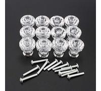 DANAIXZ 12 Pack Diamond Crystal Cabinet Knobs Clear Acrylic Drawer Pull Handles Cupboard Knobs Durable Easy Install for Kitchen Bathroom Furniture 2.5cm Diameter 12 Screws Included
