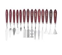 DANAIXZ 14Pcs Professional Painting Palette Set Artist Oil Paint Scraper Tools Wooden Handle Stainless Steel Blades for Canvas Acrylic Painting Texture Mixing Artists Students Hob