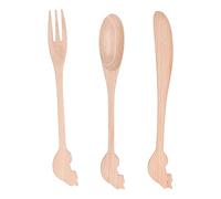 DANAIXZ 3PCS Wooden Tableware Set Handmade Reusable Utensils Spoon Fork Knife Kitchen Cutlery Set for Picnic Camping Restaurant Durable Beech Wood