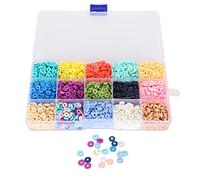 DANAIXZ Clay Round Beads 15 Colors DIY Jewelry Making Supplies for Bracelets Necklaces Keychains Soft Ceramic Flat Beads 240 Pieces 2x2x6mm Craft Kit