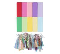 DANAIXZ Color Bookmarks Cardstock 100 Pack DIY Craft Bookmarks with Colorful Tassels for Adults Handmade Gift Tags Projects Premium Thick Paper Polyester 14.1x5cm Large Size