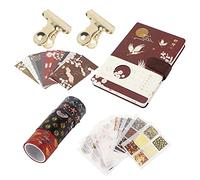 DANAIXZ Hand Account Gift Box Set Antique Style Journal with Washi Paper Hot Stamping Tape and Decorative Stickers Premium Writing Notebook for Students Artists and Gift Giving 22.5x32.5cm (Jinxiang)