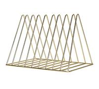 DANAIXZ Iron Holder Triangular Metal Desktop Bookshelf File Sorter Organizer for Office Home Storage Gold Electroplated Iron Wire 20.1 x 25.9 x 17.8cm