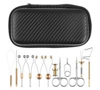 DANAIXZ Premium Fly Tying Tools Kit 12PCS Complete Set with Whip Bobbin Threader Bodkin for Fishing Enthusiasts Professional Anglers and Fly Tying Beginners