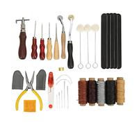DANAIXZ Professional 33 Pcs Leather Crafting Tools Set for DIY Leatherworking Sewing Repair and Stamping Projects Complete Starter Kit with Stainless Steel Tools Wax Thread and Nee