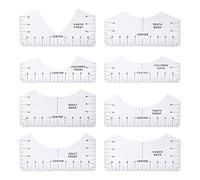 DANAIXZ Professional Tshirt Guide Ruler Set for Clothing Design 8 Pack Flexible PVC Alignment Tools for Sublimation Printing Tailoring Sewing and DIY Fashion Projects with Round Ne (Round neck ruler