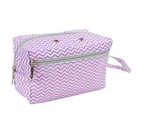 DANAIXZ Purple Striped Yarn Storage Bag Portable Crochet Accessories Organizer for Knitting Crocheting DIY Crafts Travel Home Use Cotton Makeup Pouch 8.3x4.9x4.9 inches