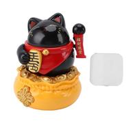 DANAIXZ Solar Powered Lucky Cat Waving Arm Fortune Cat Decoration with Solar Panel for Home Office Car Dashboard Plastic Material 12x10x9.5cm Gift (Black)