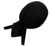Danbanna Deluxe Classic Solid Black Bandana Headwrap Headscarf Adjustable Cap Hat with Terry Cloth Sweatband By Capsmith