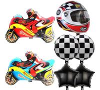 Danbghyuo 7Pcs Globos de Motocross de Cumpleaños,Globo de motocicleta,Set Globos Motorsport,Casco Rueda Cumpleaños,Suministros de fiesta de motocross