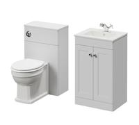Danbury 2 Door Vanity Unit and Toilet Suite with Angel Basin | Satin White | MDF | 1000mm
