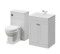 Danbury 2 Door Vanity Unit and Toilet Suite with Angel Basin | Satin White | MDF | 1100mm