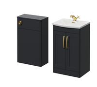 Danbury 2 Door Vanity Unit and Toilet Suite with Arc Basin | Satin Anthracite | MDF | 1000mm