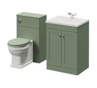 Danbury 2 Door Vanity Unit and Toilet Suite with Glide Basin | Satin Green | MDF | 1100mm