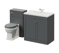 Danbury 2 Door Vanity Unit and Toilet Suite with Glide Basin | Satin Grey | MDF | 1300mm