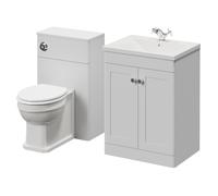 Danbury 2 Door Vanity Unit and Toilet Suite with Glide Basin | Satin White | MDF | 1100mm