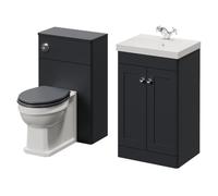 Danbury 2 Door Vanity Unit and Toilet Suite with Rimini Basin | Satin Anthracite | MDF | 1000mm