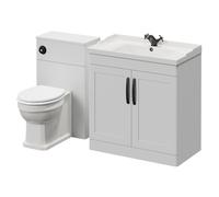 Danbury 2 Door Vanity Unit and Toilet Suite with Windsor Basin | Satin White | MDF | 1300mm