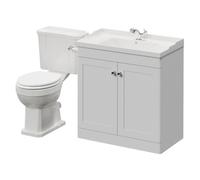 Danbury 2 Door Vanity Unit and Windsor Toilet Suite | Satin White | MDF | 800mm