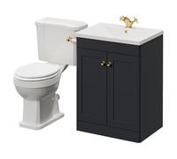 Danbury 2 Door Vanity Unit and Windsor Toilet Suite with Glide Basin | Satin Anthracite | MDF | 600mm