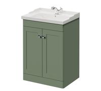 Danbury 2 Door Vanity Unit with Windsor Basin | Satin Green | MDF | 600mm