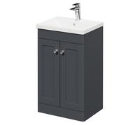 Danbury Floor Standing Vanity Unit with 1 Tap Hole Modern Basin and 2 Doors with Polished Chrome Handles | Satin Anthracite | MDF | 500mm
