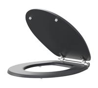 Danbury MDF Soft Close With Chrome Hinge Toilet Seat | Satin Anthracite | 350mm x 60mm x 451mm