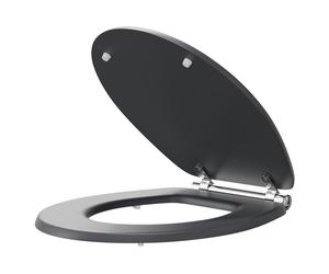 Danbury MDF Soft Close With Chrome Hinge Toilet Seat | Satin Anthracite | 350mm x 60mm x 451mm