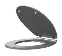 Danbury MDF Soft Close With Chrome Hinge Toilet Seat | Satin Grey | 350mm x 60mm x 451mm