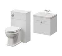 Danbury Single Drawer Wall Mounted Vanity Unit and Toilet Suite with Glide Basin | Satin White | MDF | 1000mm