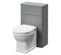 Danbury Toilet Unit and Traditional Back to Wall Toilet Pan with Soft Close Toilet Seat | Satin Grey | ABS Polished Chrome | 500mm